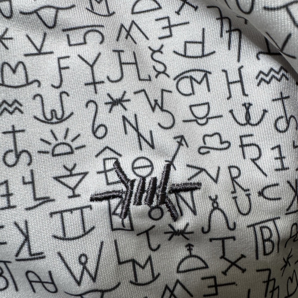 Texas Standard Polo Shirt L Chisholm Traditions Rune Hat AOP Off White Golf New